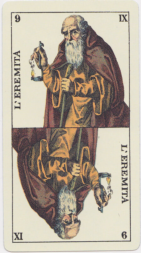 The Hermit from the Tarot Genoves Tarot Deck