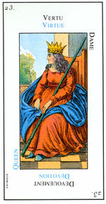Queen of Wands from the Grand Etteilla Cartomancy Tarot Deck