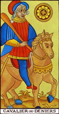 Read about Knight of Coins from the Marseilles Pattern Tarot Deck