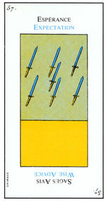 Seven of Swords from the Grand Etteilla Cartomancy Tarot Deck