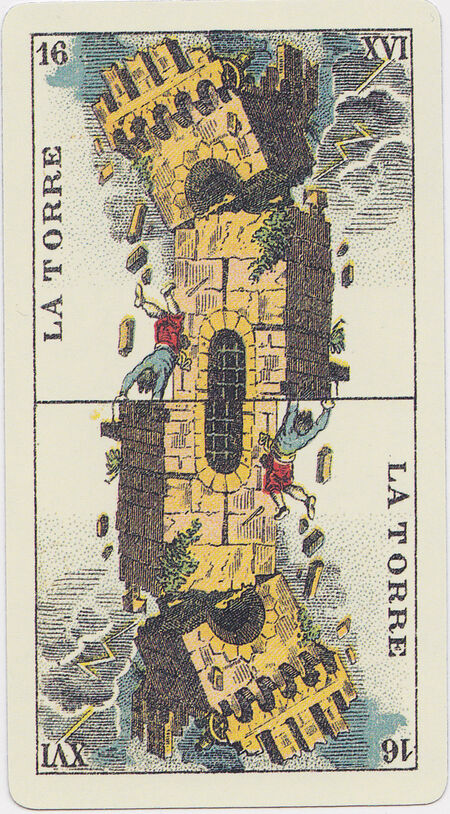 The Tower from the Tarot Genoves Tarot Deck