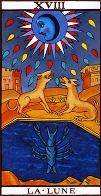 Read about The Moon from the Marseilles Pattern Tarot Deck