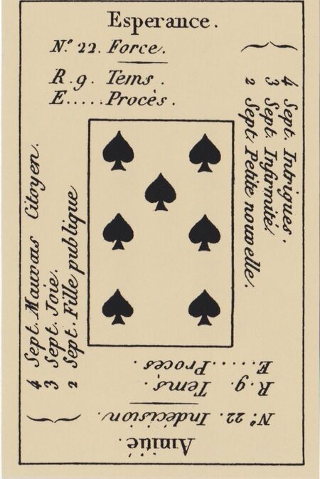 Seven of Spades from the Petit Etteilla Cartomancy Deck