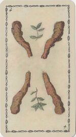 Four of Clubs from the Ancient Tarot of Lombardy Tarot Deck