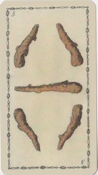 Read about Five of Clubs from the Ancient Tarot of Lombardy Deck