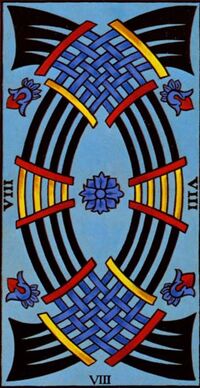 Read about Eight of Swords from the Marseilles Pattern Tarot Deck