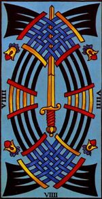 Nine of Swords from the Marseilles Pattern Tarot Deck