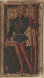 Page of Clubs from the Ercole I d'Este Tarot Deck Fragment Deck