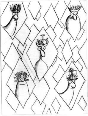 Five of Kings from the Uncarrot Tarot Deck