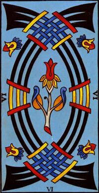 Read about Six of Swords from the Marseilles Pattern Tarot Deck