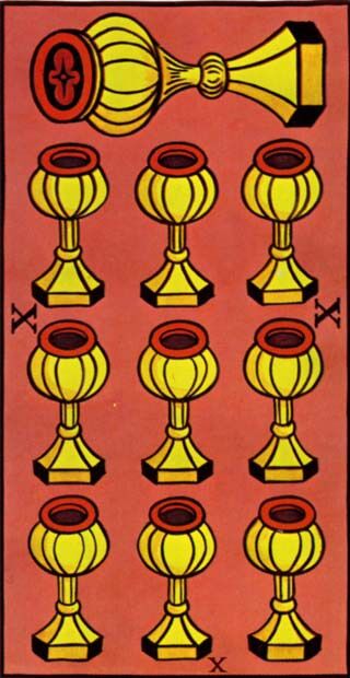 Ten of Cups from the Marseilles Pattern Tarot Deck