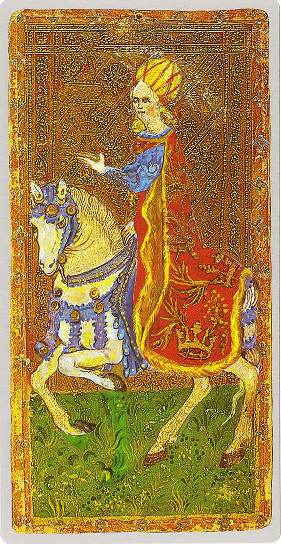 Female Knight of Cups from the Cary-Yale Visconti Tarocchi Deck