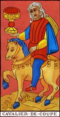 Read about Knight of Cups from the Marseilles Pattern Tarot Deck