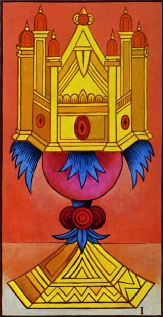 Ace of Cups from the Marseilles Pattern Tarot Deck