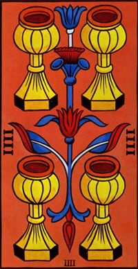 Four of Cups from the Marseilles Pattern Tarot Deck