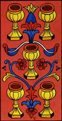 Read about Five of Cups from the Marseilles Pattern Tarot Deck