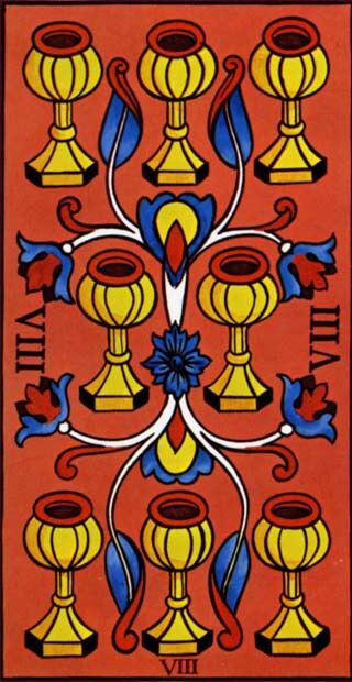Eight of Cups from the Marseilles Pattern Tarot Deck