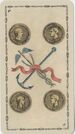 Four of Coins from the Ancient Tarot of Lombardy Deck