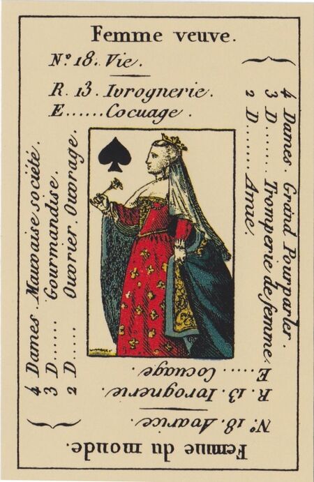 Queen of Spades from the Petit Etteilla Cartomancy Deck