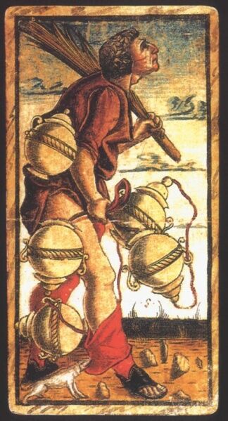 Five of Cups from the Sola Busca Tarot Deck