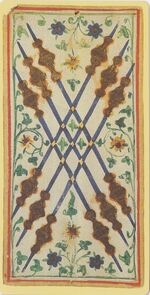 Six of Wands from the Visconti B Tarot Deck Fragment Deck