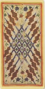 Ten of Wands from the Visconti B Tarot Deck Fragment Deck