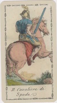 Read about Knight of Swords from the Ancient Tarot of Lombardy Deck