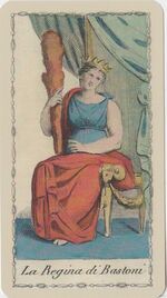 Queen of Clubs from the Ancient Tarot of Lombardy Tarot Deck