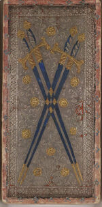 Four of Swords from the Visconti A Tarot Deck Fragment Deck