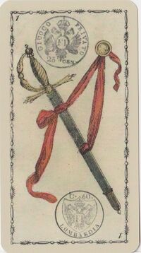 Read about Ace of Swords from the Ancient Tarot of Lombardy Deck