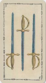 Three of Swords from the Ancient Tarot of Lombardy Tarot Deck