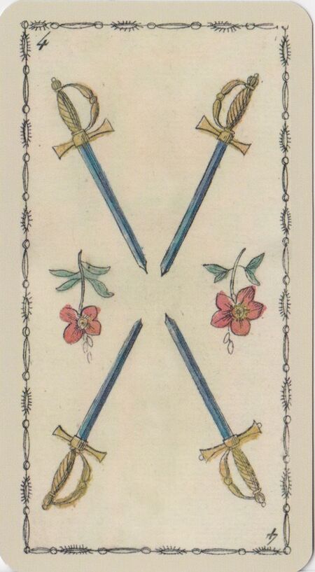 Four of Swords from the Ancient Tarot of Lombardy Deck