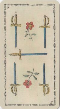 Read about Five of Swords from the Ancient Tarot of Lombardy Deck