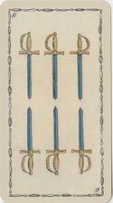 Six of Swords from the Ancient Tarot of Lombardy Deck