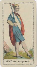 Page of Swords from the Ancient Tarot of Lombardy Tarot Deck