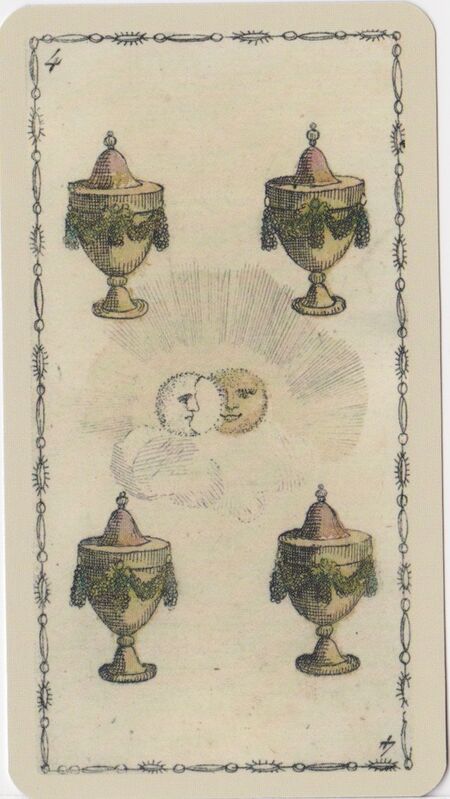 Four of Cups from the Ancient Tarot of Lombardy Deck