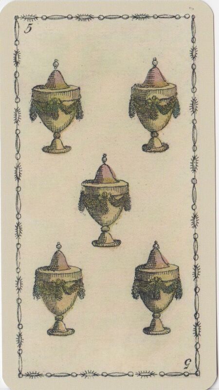 Five of Cups from the Ancient Tarot of Lombardy Deck