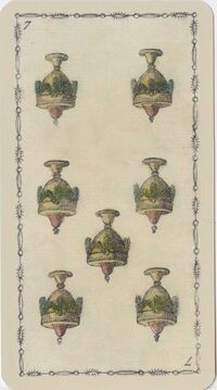 Seven of Cups from the Ancient Tarot of Lombardy Tarot Deck