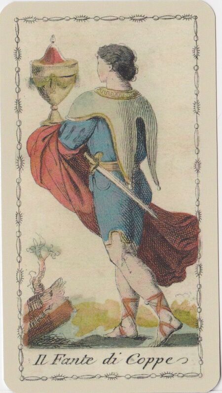 Page of Cups from the Ancient Tarot of Lombardy Deck