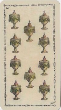 Ten of Cups from the Ancient Tarot of Lombardy Tarot Deck