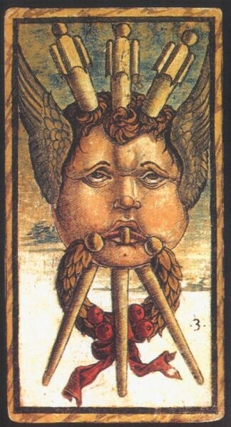 Three of Wands from the Sola Busca Tarot Deck