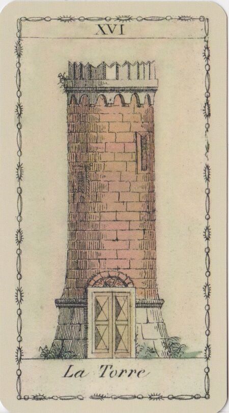 The Tower from the Ancient Tarot of Lombardy Deck