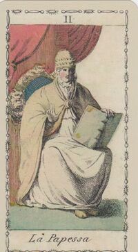 Read about The Papess from the Ancient Tarot of Lombardy Deck