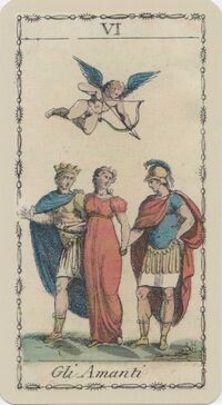 The Lovers from the Ancient Tarot of Lombardy Tarot Deck