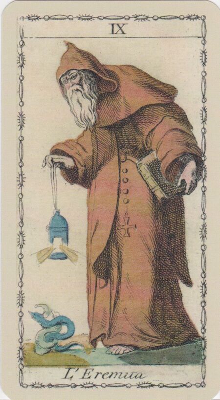 The Hermit from the Ancient Tarot of Lombardy Deck