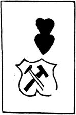 Two of Hearts from the Early German Stenciled Playing Card Deck Fragment Deck