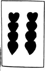 Eight of Hearts from the Early German Stenciled Playing Card Deck Fragment Deck
