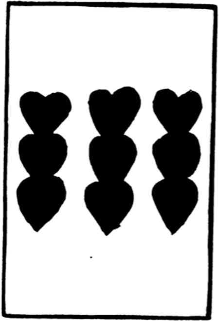 Nine of Hearts from the Early German Stenciled Playing Card Deck Fragment Deck