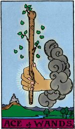 Ace of Wands from the Vivid Waite Smith Tarot Deck
