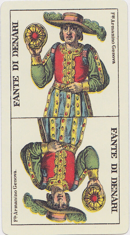 Page of Coins from the Tarot Genoves Deck